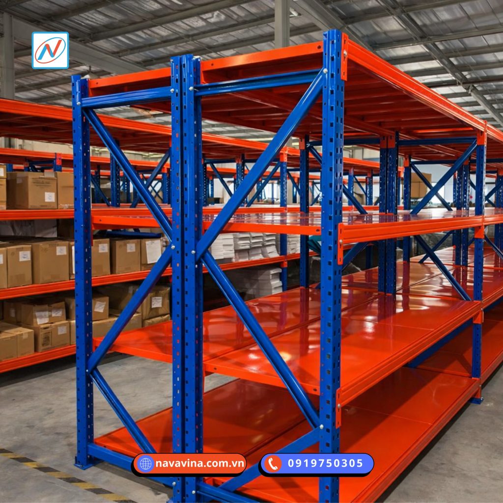 Giải pháp lưu trữ cho kho phụ tùng nhỏ - Mô hình kệ trung tải kết hợp khay nhựa chia ngăn đựng ốc vít và linh kiện điện tử